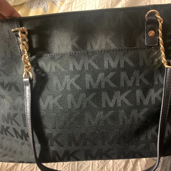 Black authentic Michael Kors Purse w/ gold handles - Picture 2 of 5